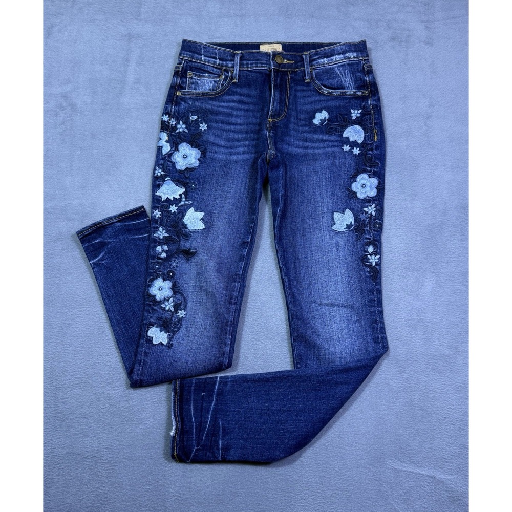 Driftwood Jeans Womens 26x29 Marilyn Classic Fit Skinny Floral Embroidery USA